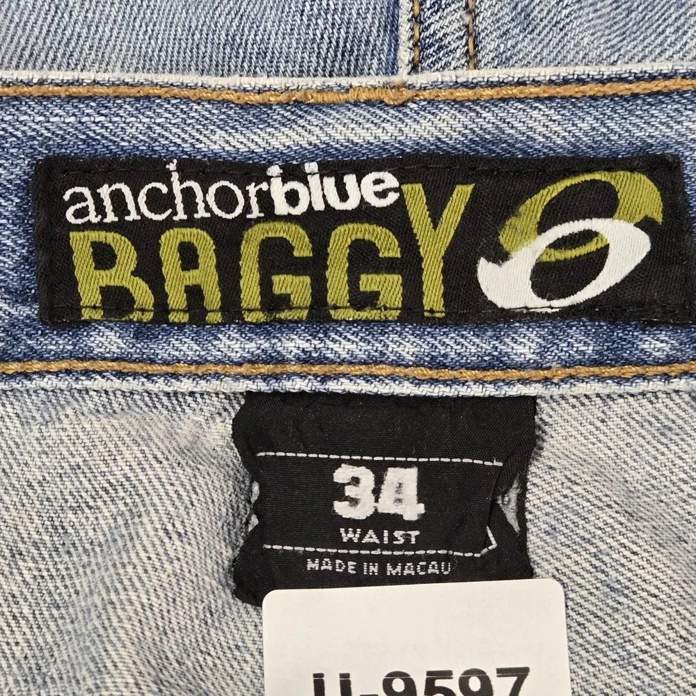VINTAGE Anchorblue Men Shorts 34 Light Blue Denim Jeans Baggy Grunge Skater‎ Y2K